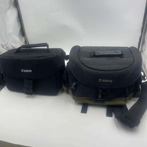 Canon and Case Logic Camera Bag Lot of 2 DSLR Shoulder Bags Black Olive Neon